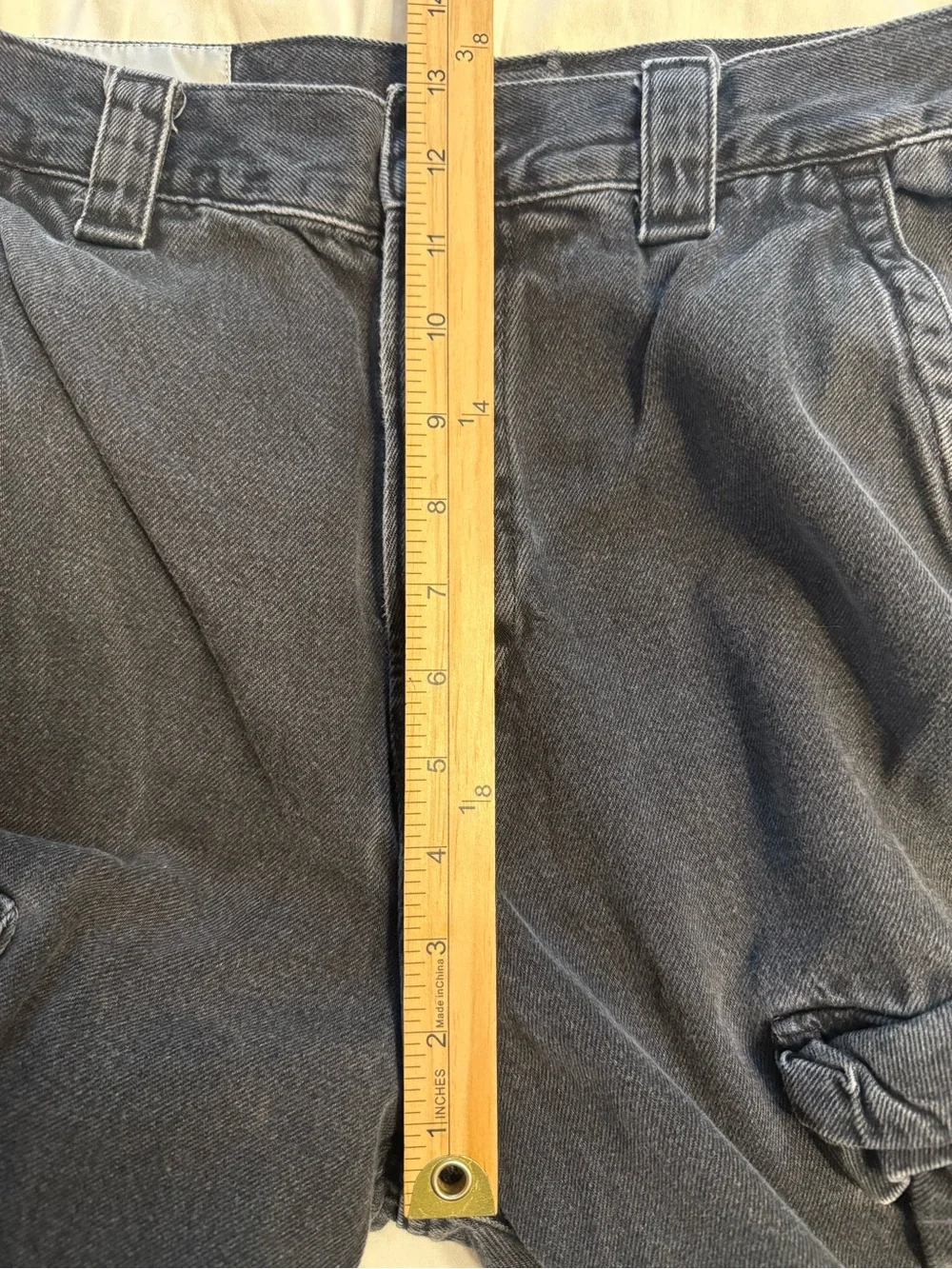 H&M baggy cargo jeans washed black wide leg women’s size 31/32 streetwear grunge